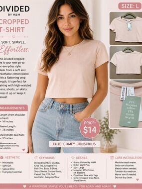 Divided Light Pink Crop Tee